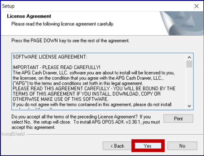 APG Cash Drawer OPOS Installation